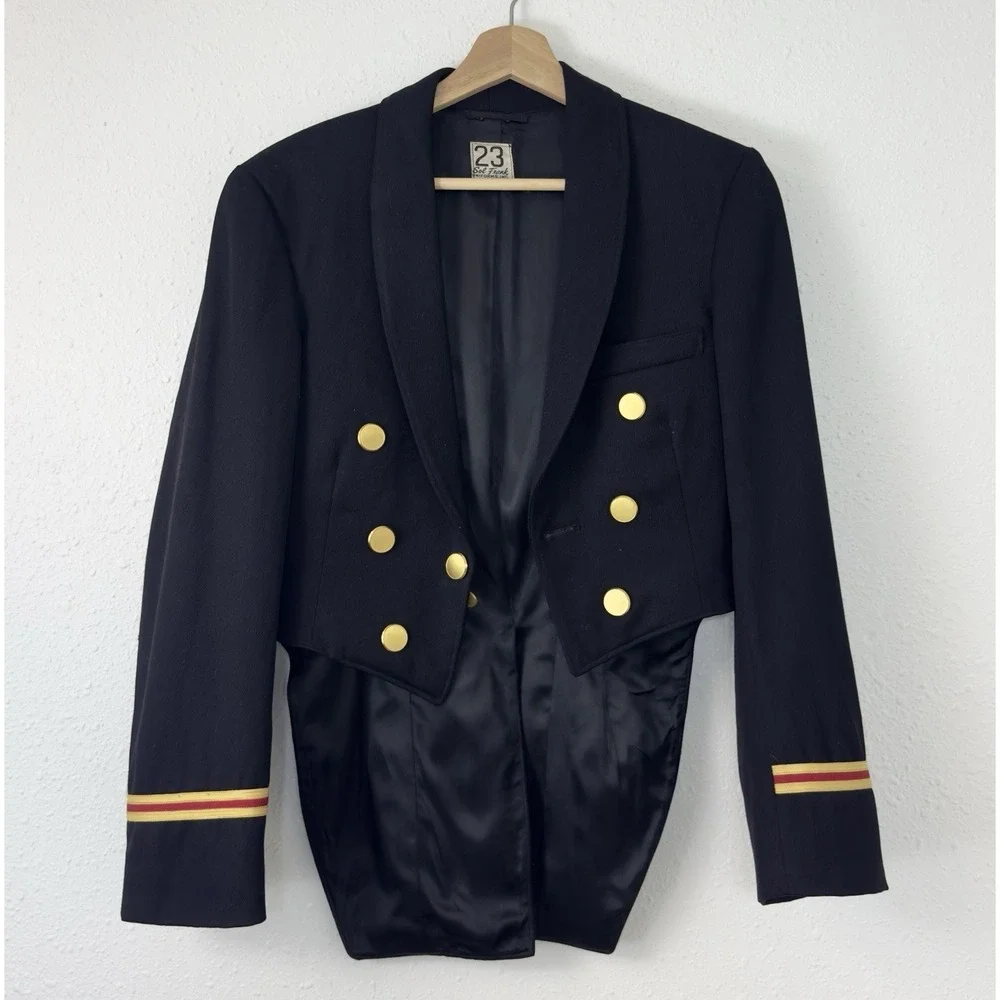 Vintage 60s US Naval Academy Band Black Dress Mess Uniform Tail Jacket Mens 36